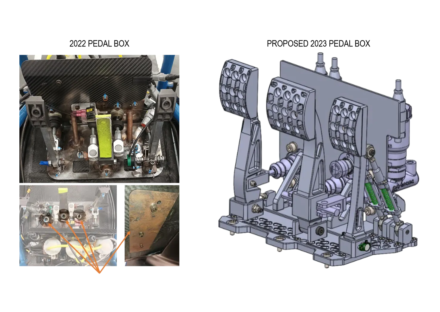 Comparison between 2022 Pedal box & proposed 2023 Pedal box